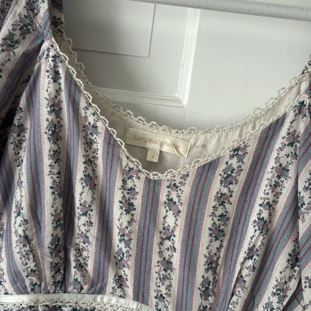 LoveShackFancy Blue and White Striped Mini Dress - Picture 4 of 8